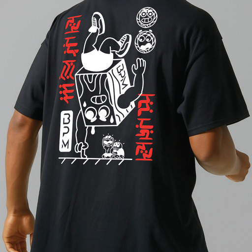 Playera Caja Handstand Negra Oversized